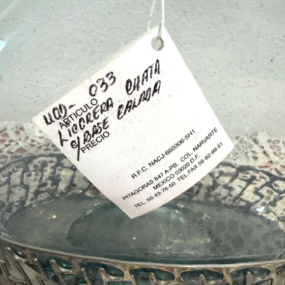 Duchamp Hand Blown Glass Decanter w/Nickel Plated Base and Cork Lid - Picture 5 of 12